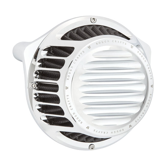 Rough Crafts Round Finned Air Cleaner Assembly. Chrome – CV Carburetor: 1993–2006 Big Twin…