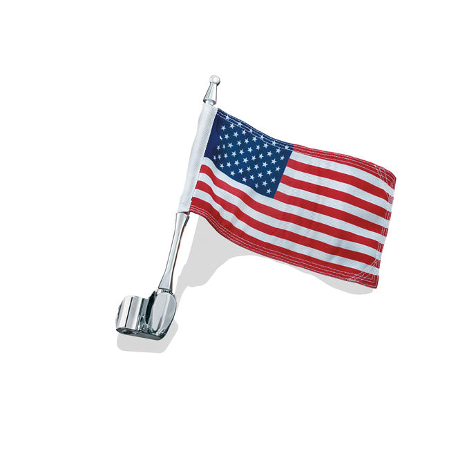 Kuryakyn Antenna Flag Mount with Us Flag, Chrome – Honda: 2001–2017 GL1800 Goldwing with…