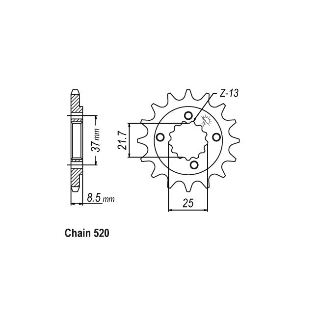 JT Sprockets JT Front Sprocket 1309.14 – Honda: 1991–2000 XR600RM T/M RY