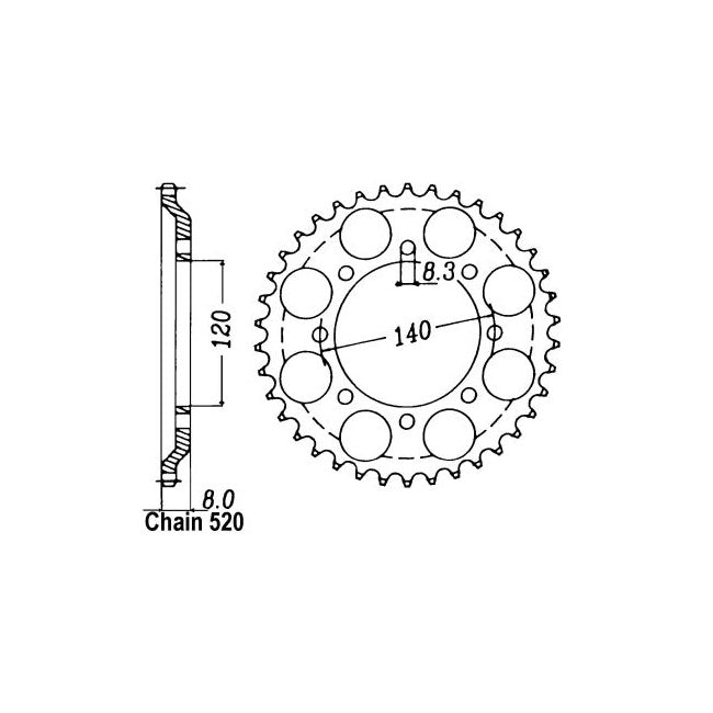 JT Sprockets JT Rear Sprocket 477.43 – Kawasaki: 1984–1990 KL600A1;B1/4…