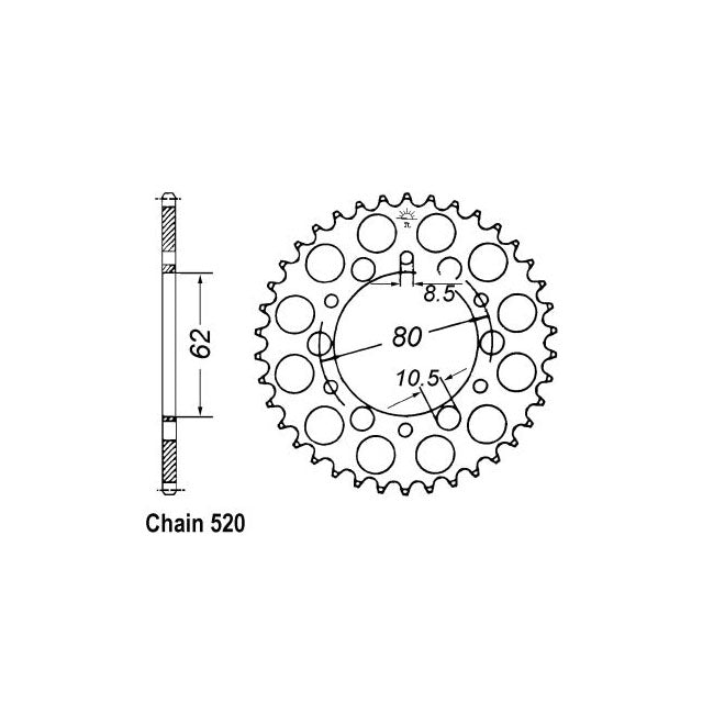 JT Sprockets JT Rear Sprocket 845.40 – Yamaha: 1985–1996 SR250