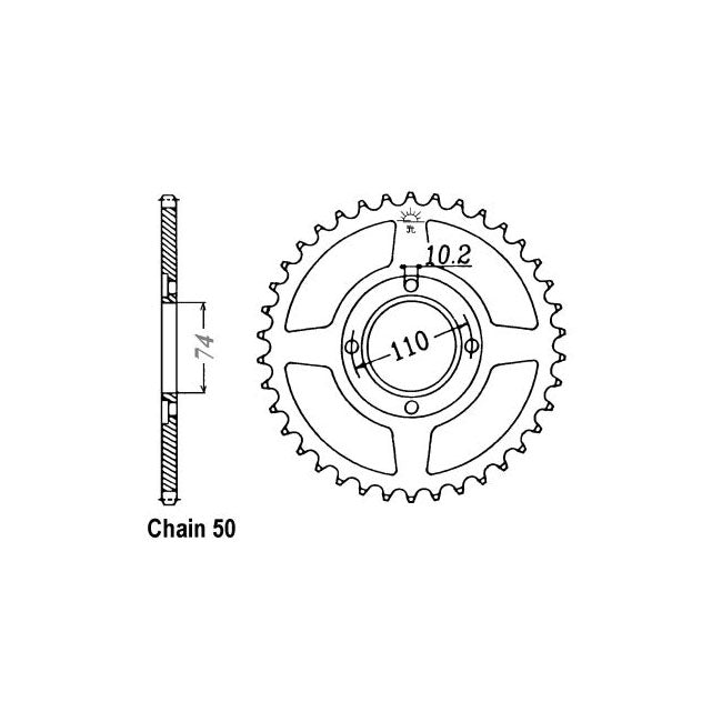 JT Sprockets JT Rear Sprocket 280.33 – Honda: 1975–1977 CB500T