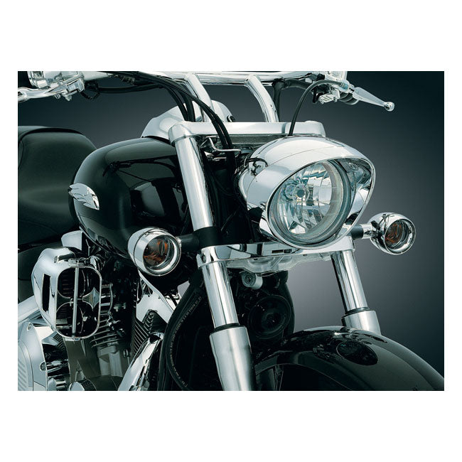 Kuryakyn Front Deep Dish Bezels W/Smoke Lenses, Amber Bulb – Honda: 2002–2005 VTX1800R/S/C; 2003–2009…