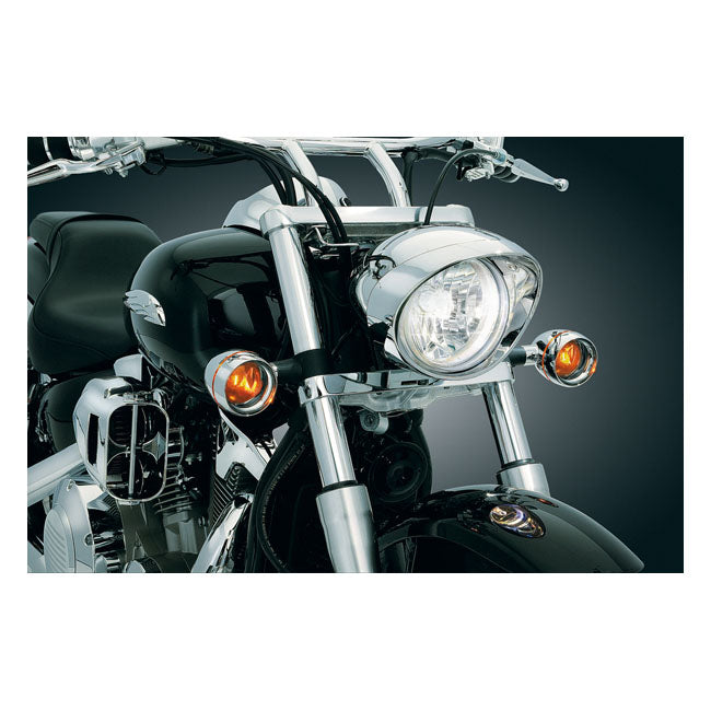 Kuryakyn Front Deep Dish Bezels W/Smoke Lenses, Amber Bulb – Honda: 2002–2005 VTX1800R/S/C; 2003–2009…