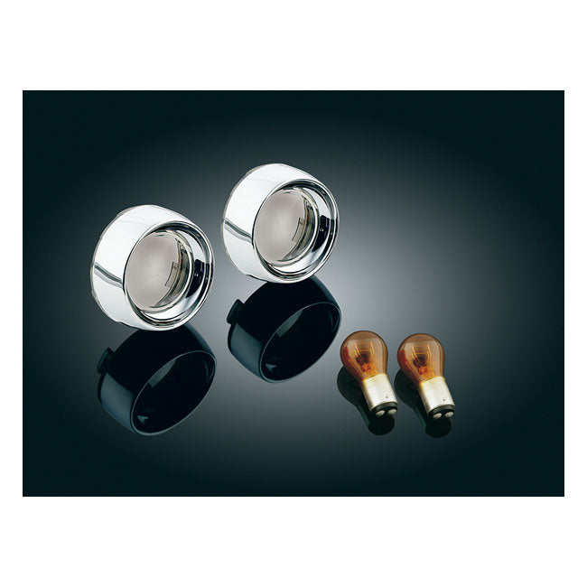 Kuryakyn Front Deep Dish Bezels W/Smoke Lenses, Amber Bulb – Honda: 2002–2005 VTX1800R/S/C; 2003–2009…