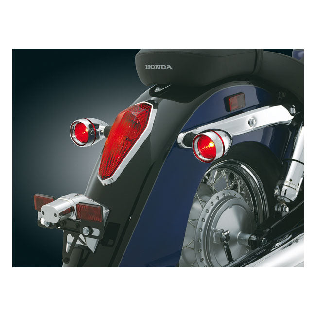 Kuryakyn Deep Dish Bezels W/Red Lenses, Chrome – Honda: 2002–2005 VTX1800R/S/C; 2003–2009…