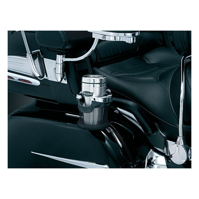 Kuryakyn Passenger Drink Holder W/Mesh Basket – Honda: 2001–2017 GL1800 Gold Wing…