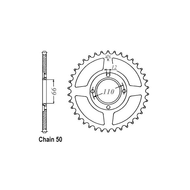 JT Sprockets JT Rear Sprocket 849.38 – Yamaha: 1976–1977 RD400; RD400DX