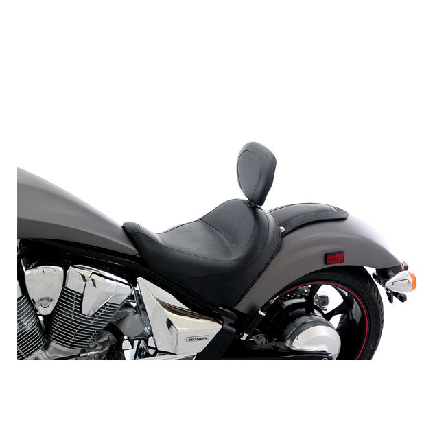 Mustang Wide Touring Solo Seat Plain W/Driver Backrest Black – 2010–2020 Honda VT1300CX Fury