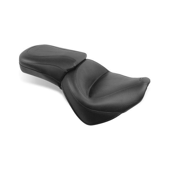 Mustang 1-Piece 2-Up Wide Touring Vintage Seat Plain Black – Honda: 2010–2014 VT1300C Sabre…