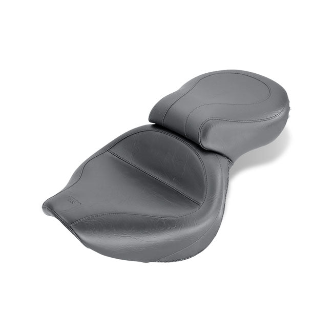 Mustang 1-Piece 2-Up Wide Touring Vintage Seat Plain Black – Honda: 2001–2008 VT750DC Spirit