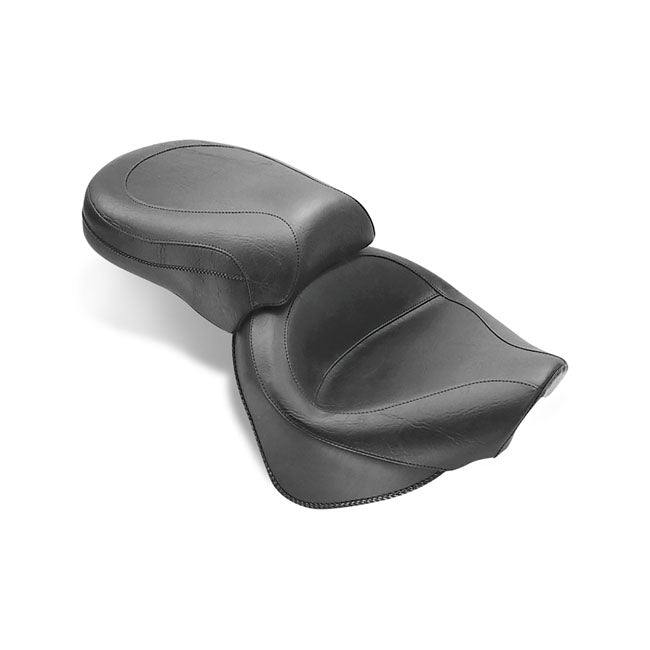 Mustang 2-P Wide Touring Vintage Seat Plain Black – 1999–2011 Yamaha V-Star1100 Custom