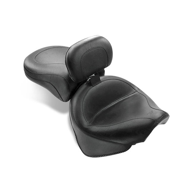 Mustang 2-P Wide Touring Vintage Seat Plain Black – 1999–2011 Yamaha V-Star1100 Custom