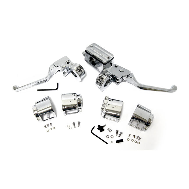 MCS Chrome H.Bar Control Kit, 5/8" Bore – 1982–1995 Single Disc Models