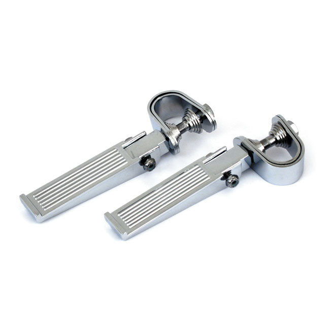 MCS ''Ribbed'' Foot Peg Set. Clamp-On. Chrome – Universal