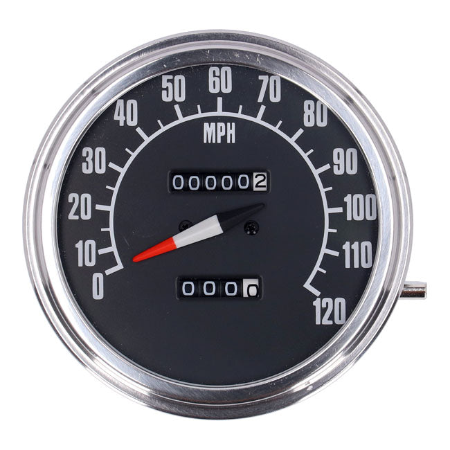 MCS FL Speedometer, ''74-84 Face'', Black. 2:1 Mph