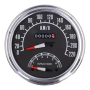 MCS FL Speedo/Tachometer, ''73-84 Face'', Black. 2:1 Kmh