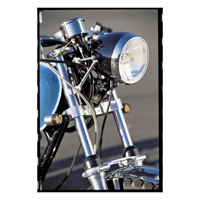 Daytona Vintage 5-3/4" Headlamp. Black with Chrome Ring