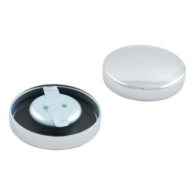 MCS Early Bayonet Style Gas Cap Set. Chrome – 1936–1982 H-D