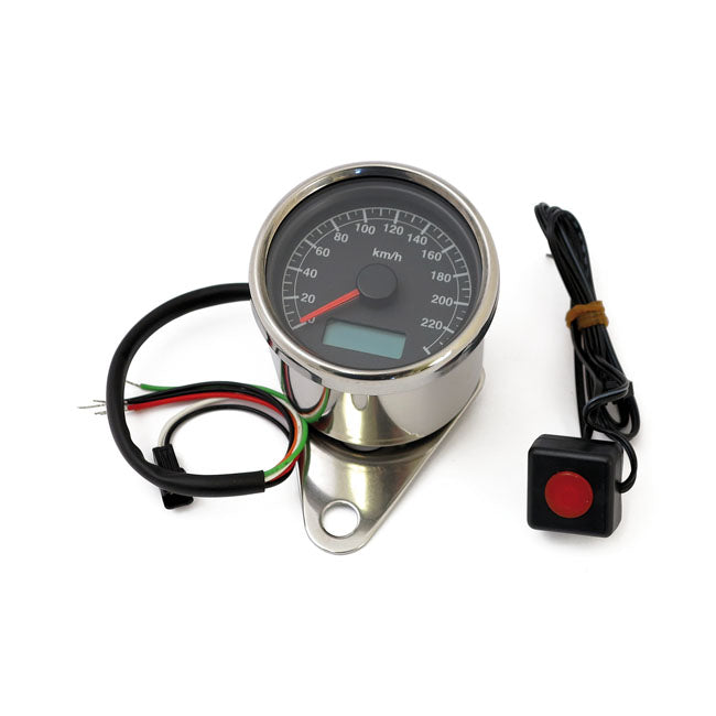 MCS Stoker, Electronic Speedometer. 60 mm. Black Face – Compatible with Stock 1996–2003 H-D…