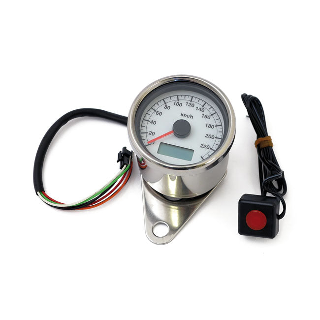 MCS Stoker, Electronic Speedometer. 60mm. White Face – Compatible with Stock 1996–2003 H-D…
