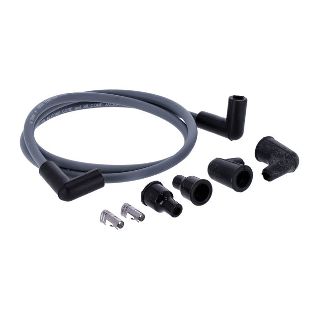 Dynatek Univ. 8 mm Spark Plug Wire Set, 90° Plug Boot. Grey – Universal for Pre-1999 Style Coil
