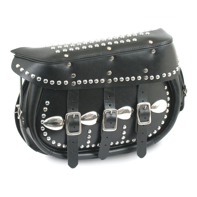 Samwel King Saddlebags, Black, Studded – 1936–1957 Rigid Big Twin