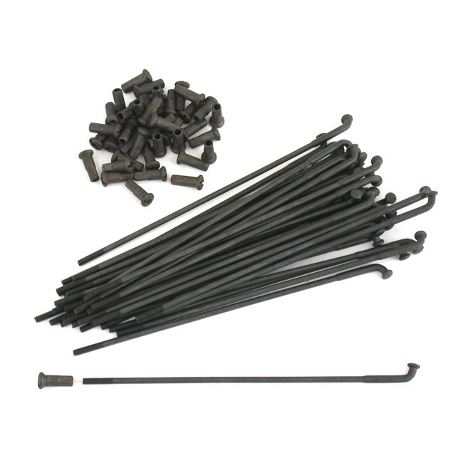 Samwel WL Spokes, 18". Black – Front: 1930–1948 Flathead Big Twin…