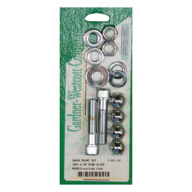 Gardner-Westcott Shock Mounting Kit, Chrome – 1991–2001 Dyna