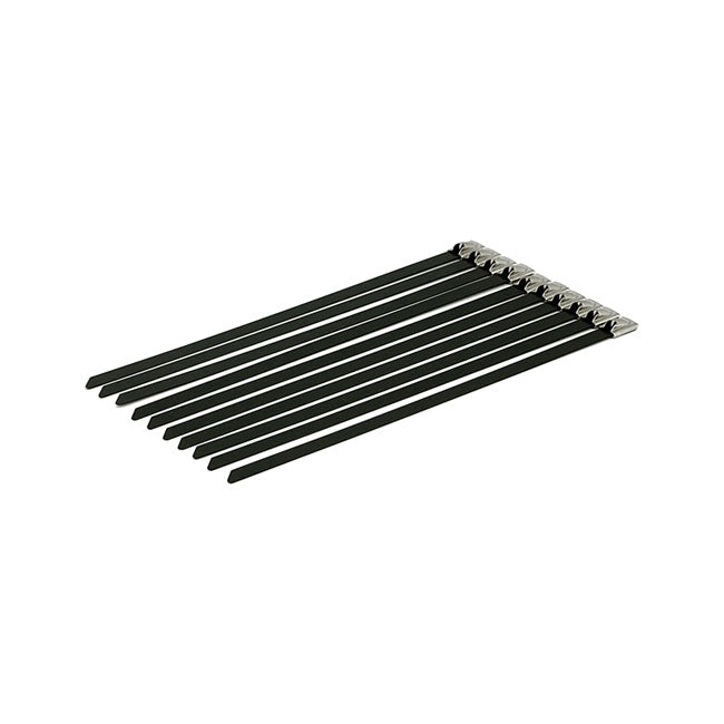 MCS Exhaust Tie Wraps 8" Long Black Stainless – Up to 2" Diameter Exhaust Pipes