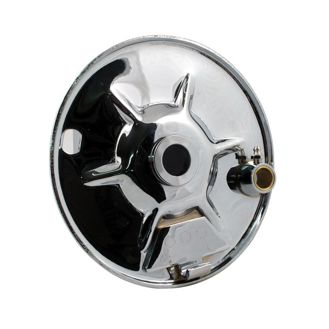 MCS Rear Mechanical Brake Backing Plate, Chrome – 1941–1957 Big Twin
