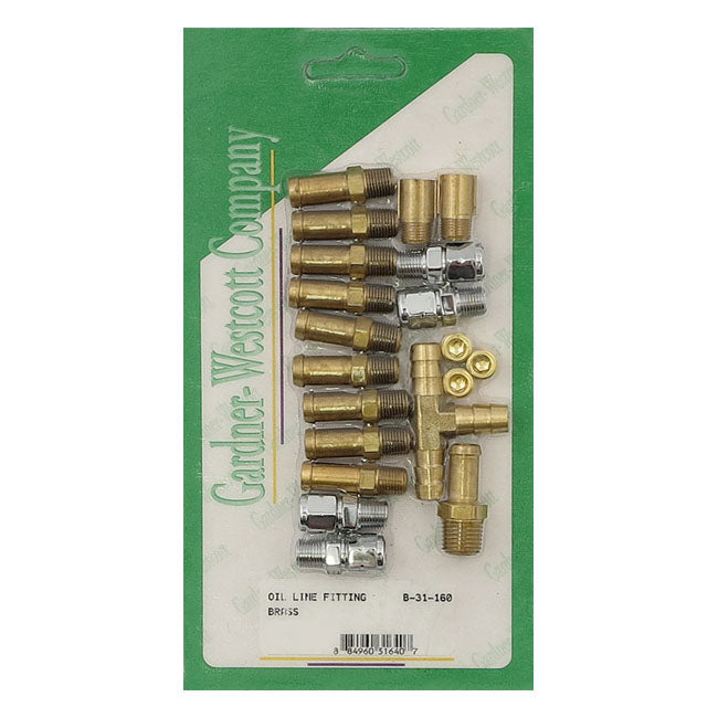 Gardner-Westcott Oil Pump Line Fitting Kit. Brass – 1970–1981 Shovelhead