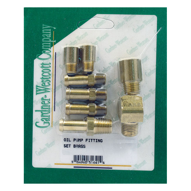 Gardner-Westcott Oil Pump Line Fitting Kit. Brass – 1970–1984 Big Twin with Dry or Wet…