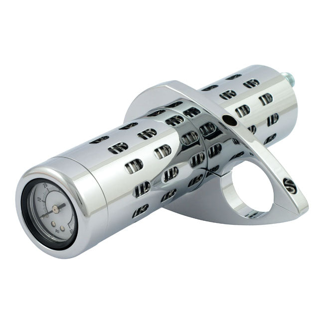 MCS Billet Oil Cooler, with Oil Pressure Gauge. Chrome – Many Stock & Custom Applications