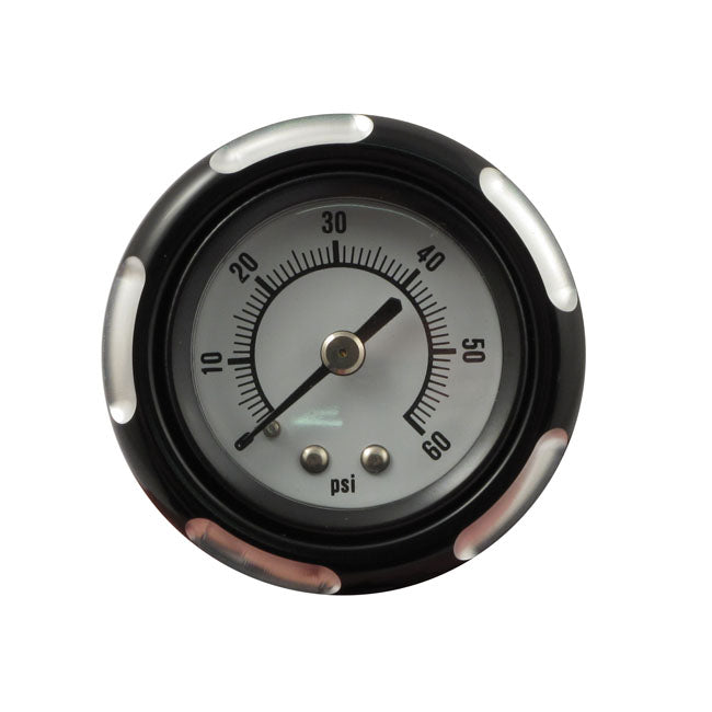 MCS Billet Oil Cooler, with Oil Pressure Gauge. Black – Many Stock & Custom Applications