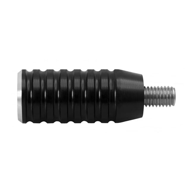 Motone Shifter End Peg Ribbed. Black Anodized
