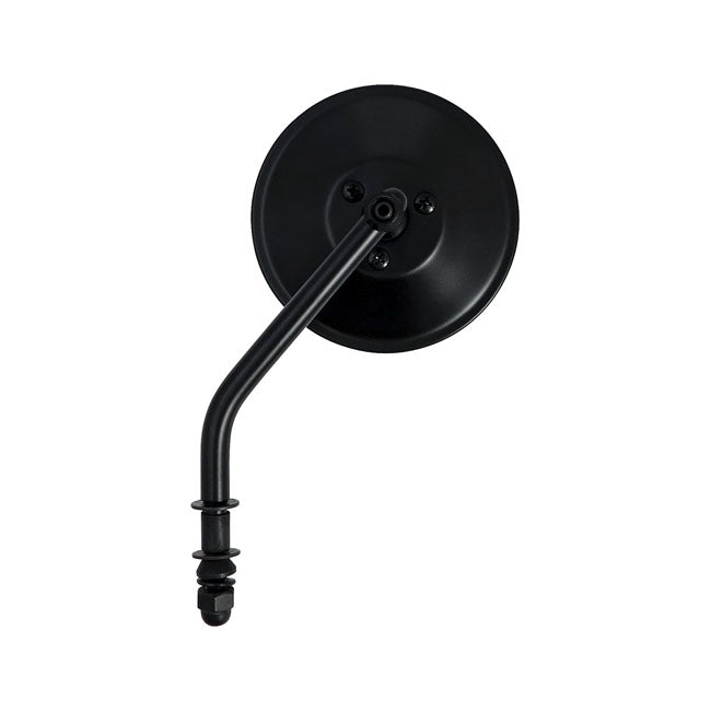 MCS Steel 4" Round Mirror. Black, Short Stem – 65-Up H-D