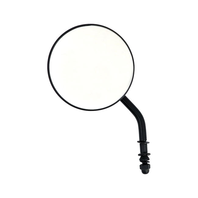 MCS Steel 4" Round Mirror. Black, Short Stem – 65-Up H-D