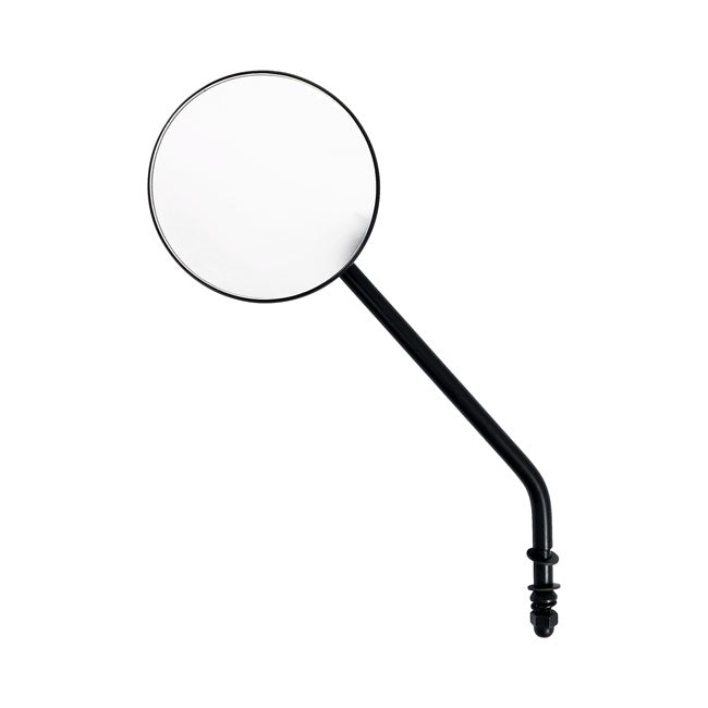 MCS Steel 4" Round Mirror. Black, Long Stem – 65-Up H-D