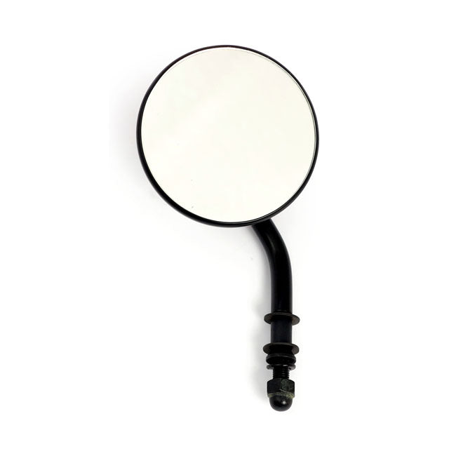 MCS Steel 3" Round Mirror. Black, Short Stem – 65-Up H-D