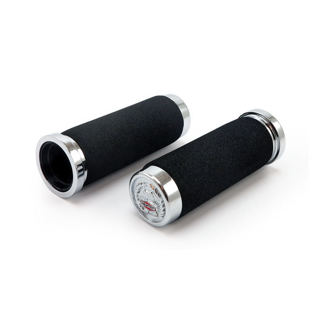 MCS Handlebar Grip Set, Cushion with Eagle End Caps – 1974–2024 H-D with 1" Diameter Grip Area