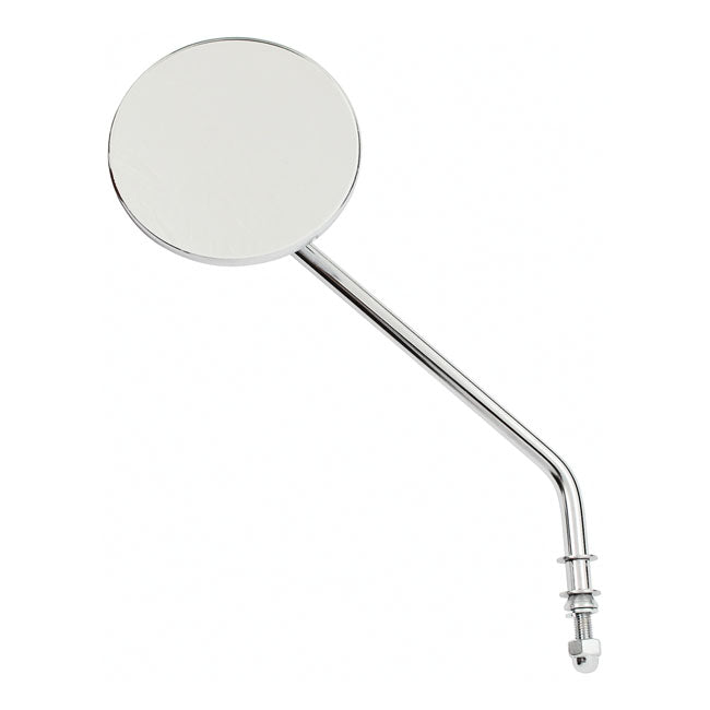 MCS Steel 4" Round Mirror. Chrome, Long Stem – 65-Up H-D