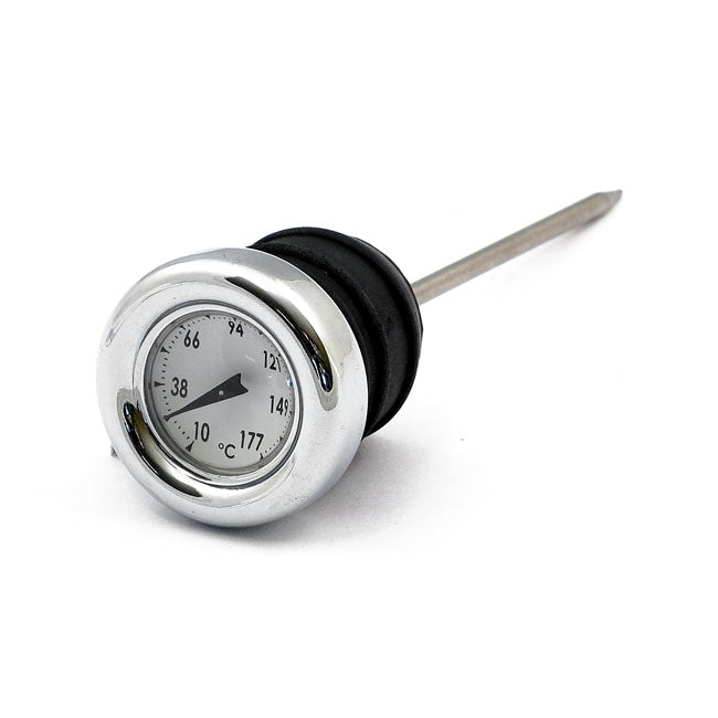 MCS Oil Tank Dipstick with Temperature Gauge. Chrome White Face – Custom Tanks
