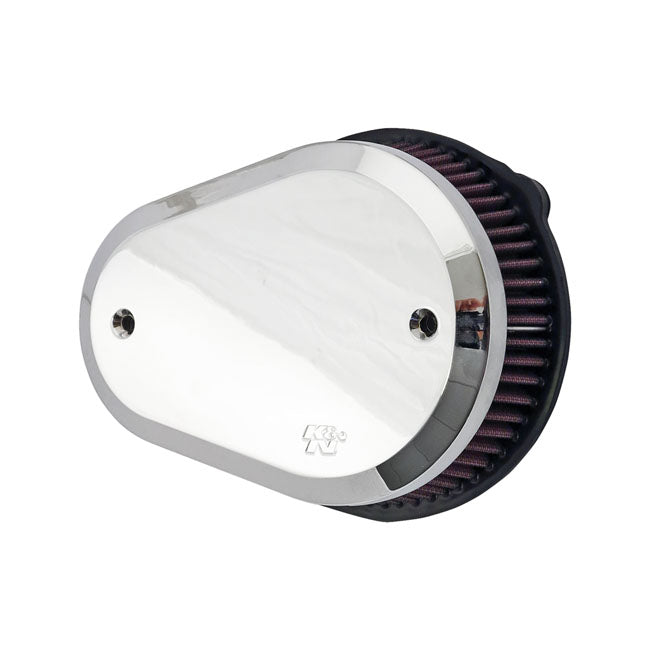 K&N Street Metal High-Flow Air Intake Flare, Chrome – 2000–2015 Softail; 1999–2017 Dyna…