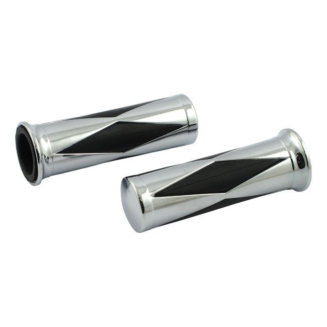MCS Handlebar Grip Set, Diamond Black Inlay – 1974–2025 H-D with 1" Diameter Grip Area