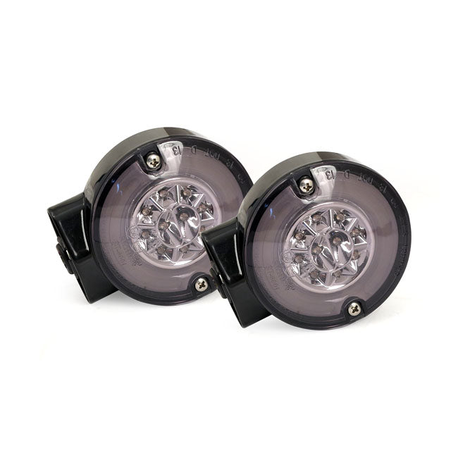 MCS Ringers, FL LED Turn Signals. Rear. Black – 1999–2013 FLST; 2001–2013 FLT/Touring