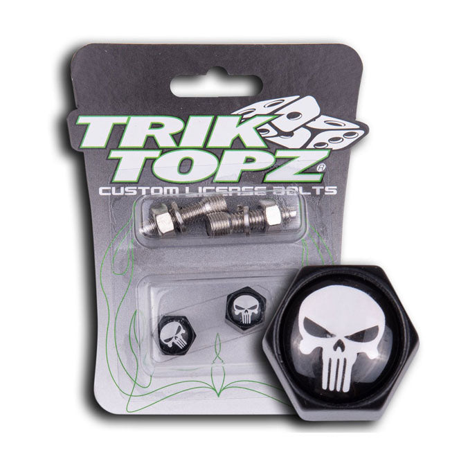 TrikTopz Block Skull License Plate Mounts. Black – Universal