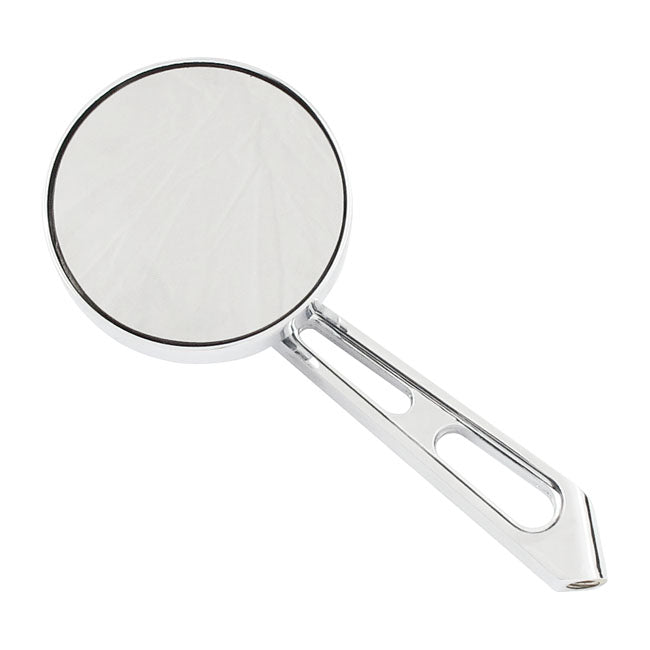 MCS Mini-Round Aluminium Mirror. Chrome, Short Stem, L&R – 65-Up H-D