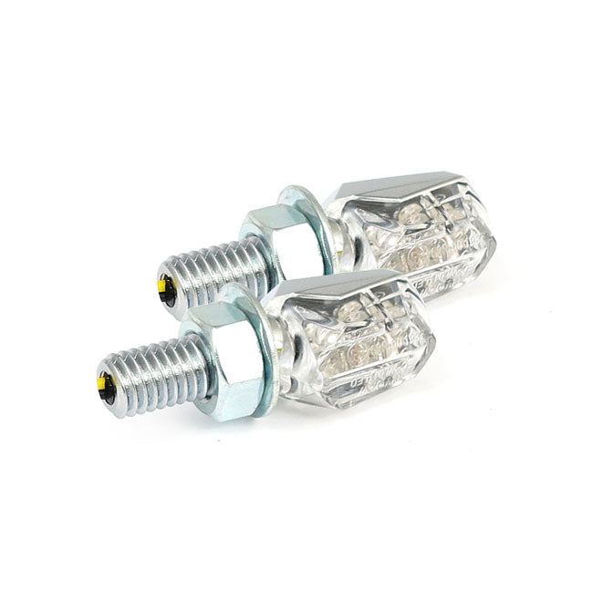 MCS Tiny, LED Turn Signals. Chrome, Clear Lens