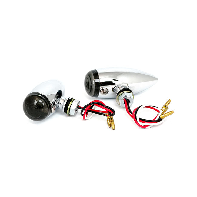 MCS Micro Bullet LED Taillight Set. Chrome. Smoke Lens